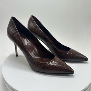 Marion Parke | Classic Pump 85 in Chocolate Croc Embossed Leather